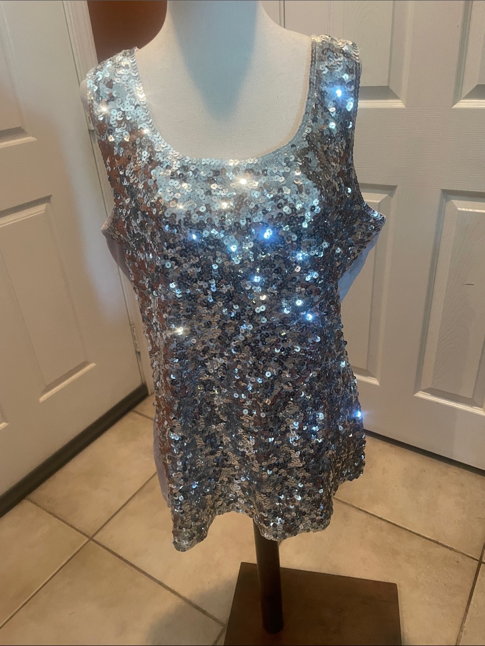 Maner XXL Sequin Tank Top - Silver Sparkle